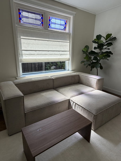 NOUS Wohnzimmersofa beige mit Hocker
