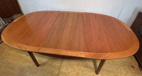 Image 1 of Mid Century Retro Vintage Teak Oval Extending Dining Table By Nathan