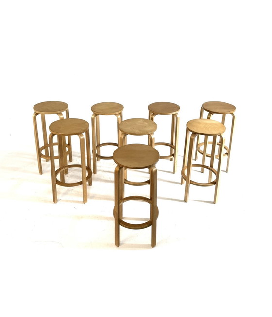 Image 1 of 8x tabouret de bar vintage en contreplaqué, style Alvar Aalto '80s