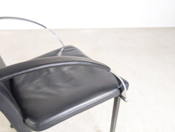 Image 1 of Set di 6 sedie originali Ronald Schmitt, sedia di design in pelle, nera