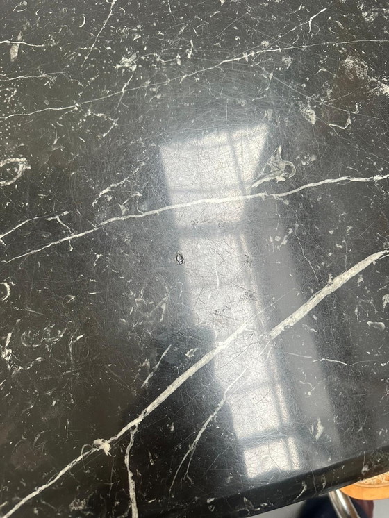 Image 1 of Vintage Nero Marquina Oval Marble Dining Table
