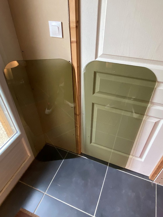 Image 1 of Table basse double plateau verre chrome style Bauhaus vintage 1970