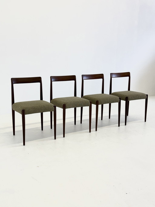 Juego de 4 sillas de comedor Lübke con madera de palisandro.