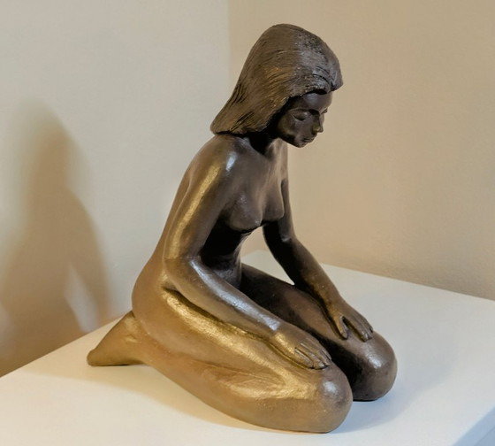 Handmade artist or studio ceramic, ceramic figure, approx. 25 cm, marked 84 – Sculpture (photo 5 of 9)