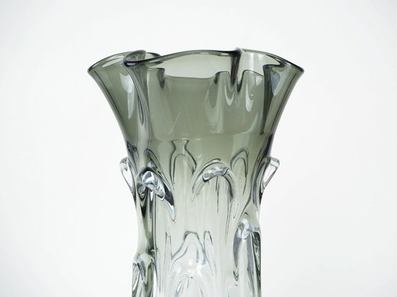 Image 1 of Grijze vaas, Murano glas, jaren 60, gemaakt in Italië