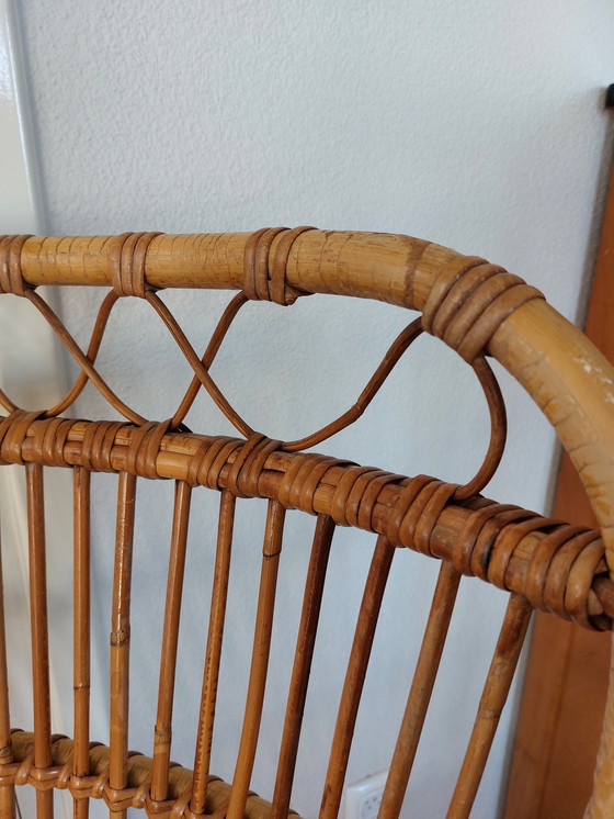 Image 1 of 2x vintage rattan armchair chair 50s 60s