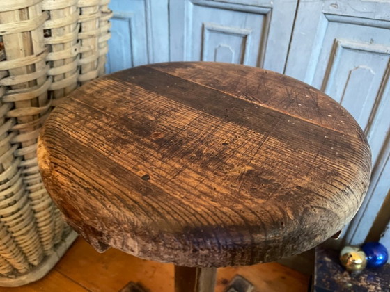 Image 1 of Factory Stool Chair Side Table French 1920s-30s