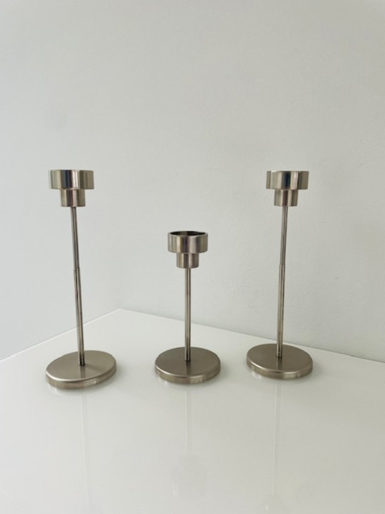 Image 1 of Set di 3 candelieri regolabili in acciaio inox