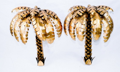 Coppia di lampade da parete a forma di palma