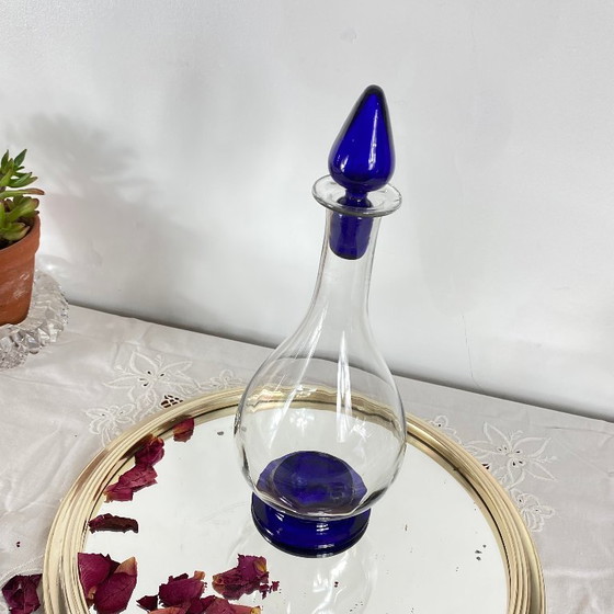 Caraffa in vetro Art Déco con tappo in vetro e base blu, 0,7 l – Bicchieri e caraffe, Glass (photo 5 of 6)