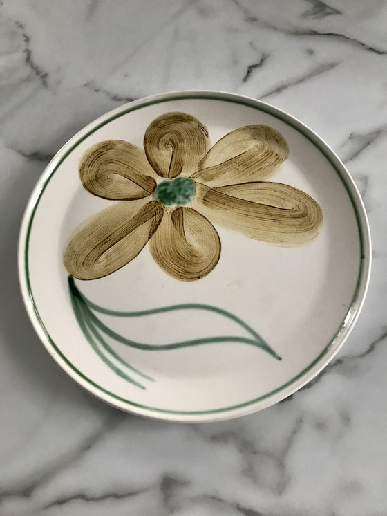 Image 1 of Vintage ceramic plate from Salins, France, daisy