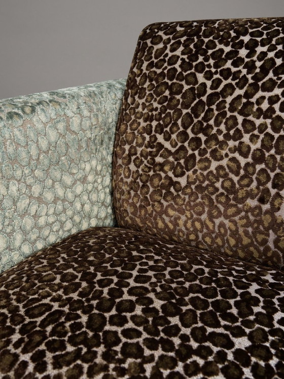 Artifort Mare loveseat stampa leopardata marrone verde appena rivestito, Divani 2 posti, Cromo, Velluto (foto 4 di 6)