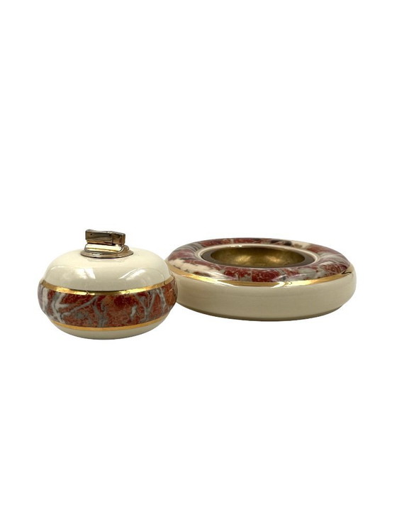 Image 1 of Tommaso Barbi, Table top smoking set, ceramic ashtray and table lighter, B Ceramiche Italy 1970