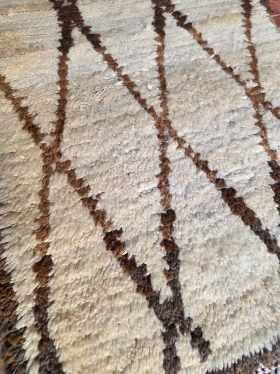 Image 1 of Small vintage cream brown Beni Ourain rug 174 x 73 cm 