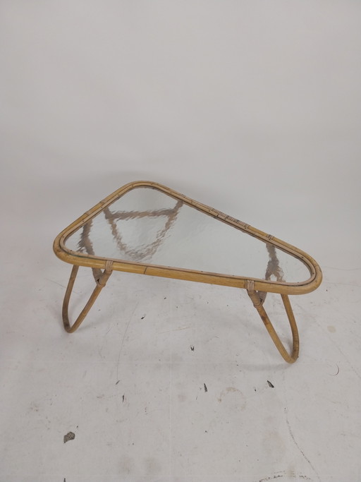 1 x Rohé Noordwolde bamboo with cloud glass side table 1950s