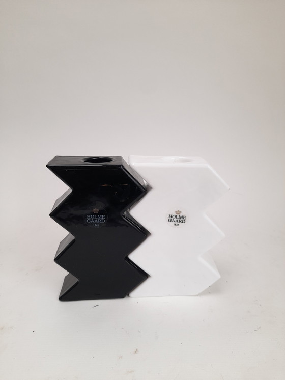 Image 1 of 2 Holmegaard glass zigzag candle holders 