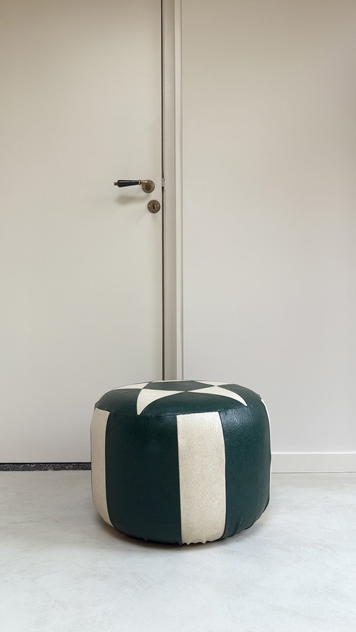 Vintage Kunstleder Pouf / Fußhocker
