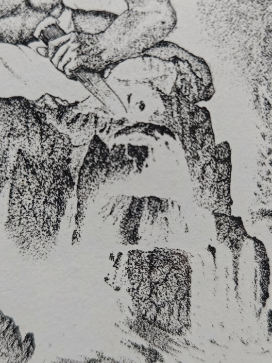 Mythe van Oannes, lithografie De ruwe steen, Litho's & Zeefdrukken, Glas, Papier, Wit (foto 7 van 15)