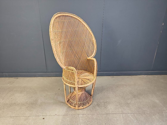 Image 1 of Fauteuil paon vintage en osier, années 1970