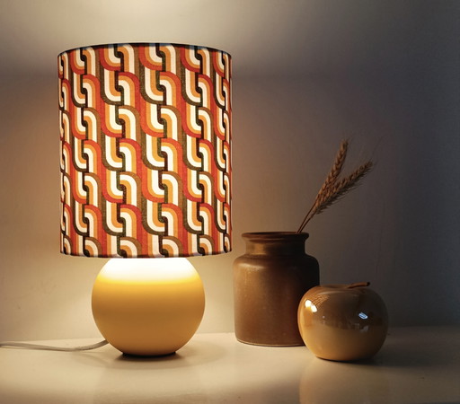 vintage lamp with green/yellow graphic print, seventies
