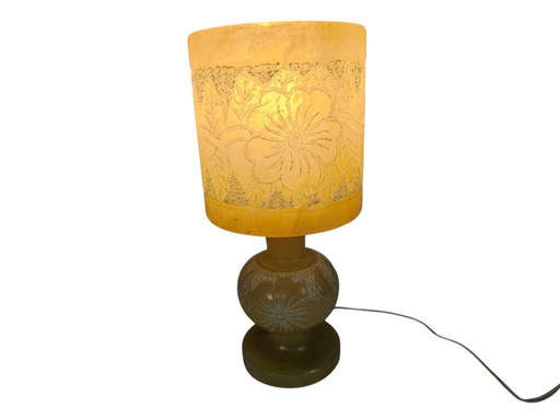 Tarago Esteve - Alabaster - Table lamp - Sgraffito - Spain - 3rd quarter of the 20th century