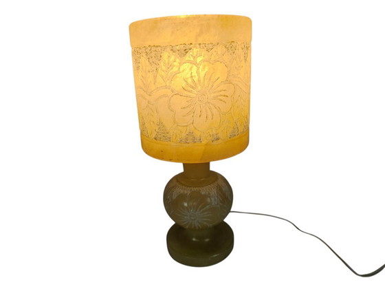 Image 1 of Tarago Esteve - Alabaster - Table lamp - Sgraffito - Spain - 3rd quarter of the 20th century