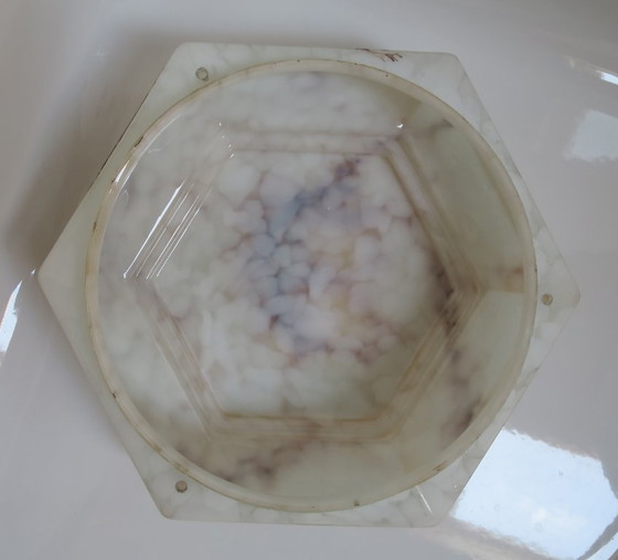 Image 1 of Hanglamp Art Deco glas bruin wit zeshoekig hexagonaal