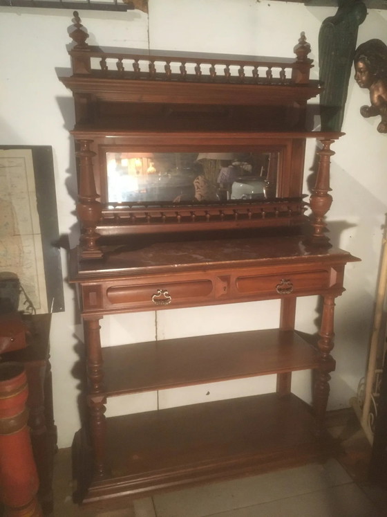 Aparador de nogal Henri II, tapa de mármol – Armarios de almacenamiento (photo 2 of 13)