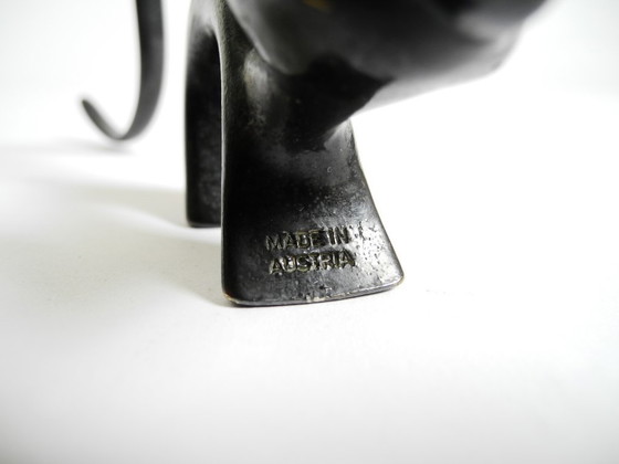 Image 1 of Two Mid Century Modern brass cats as ring holders by Walter Bosse for Herta Baller