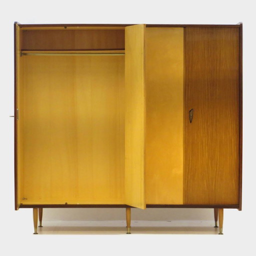 Armoire vintage à 4 portes en érable et teck, années 1950