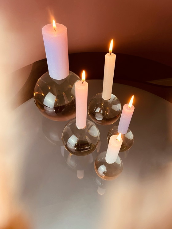 Image 1 of Unique! Murano Barbine glass candlesticks
