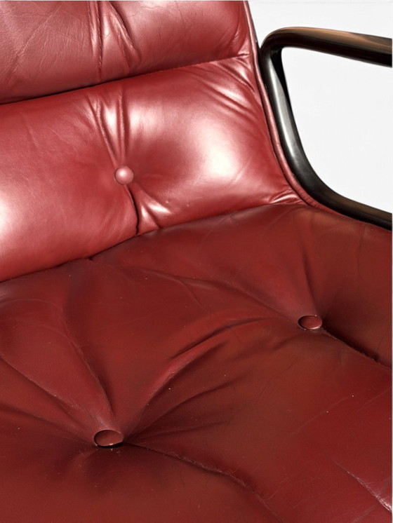 Poltrona Executive Charles Pollock Knoll in pelle bordeaux, base a 4 razze – Poltrone, Cromo (photo 5 of 10)