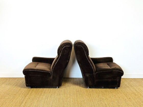 Image 1 of Ensemble de salon vintage en velours, 1960, Set de 3