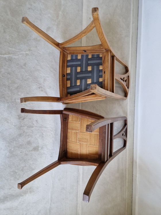 4 Jugendstil Stühle mit floralem Bezug – Esszimmerstühle, Holz (photo 5 of 9)