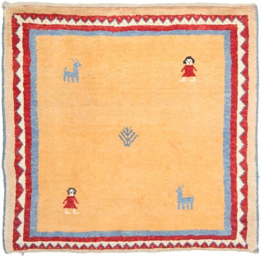 Original Persian carpet Gabbeh Ghashghai oriental carpet 105 cm x 99 cm old natural