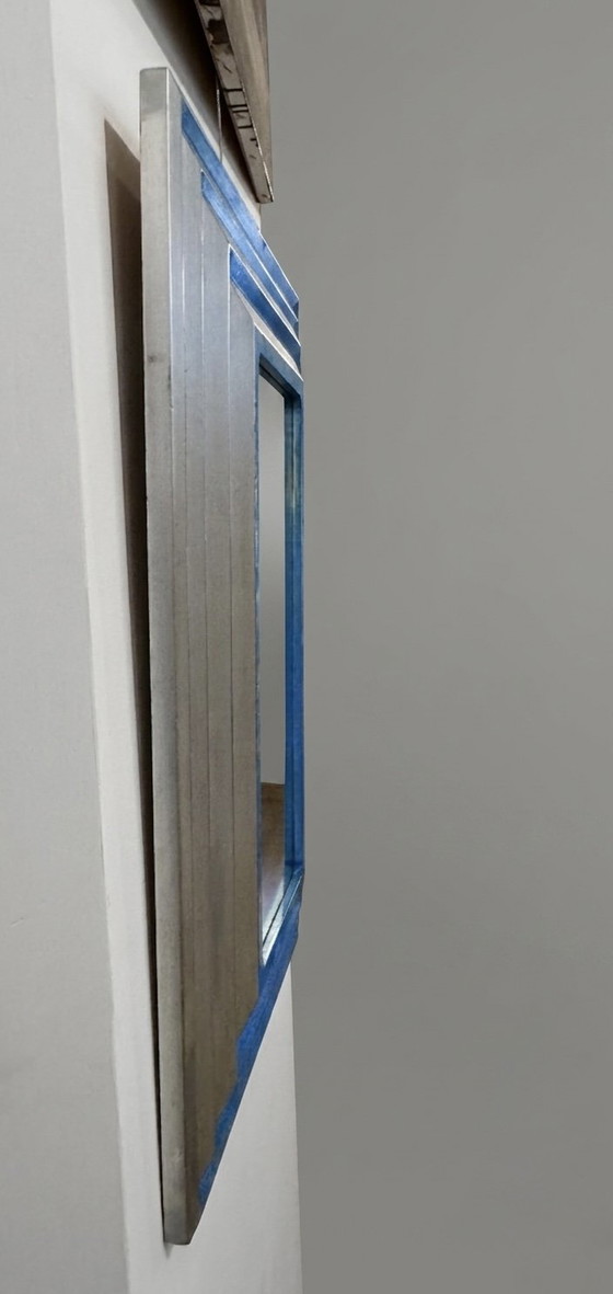 Designer mirror measures 21 x 45 cm, finished size in frame 43 x 67 cm – Glass, Metal (photo 8 of 9)