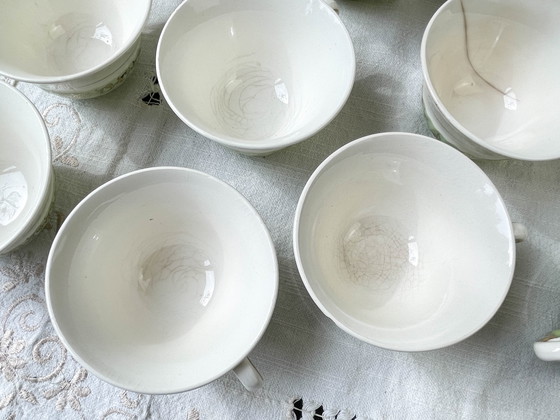 Image 1 of Vintage White Green Gold Salins Porcelain Tea/Coffee Set Made In France