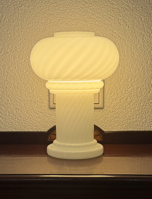 ✨ Vintage Murano Table Lamp | Mushroom Swirl | Lattimo | 1960s–70s | Mint Condition – tafellampen, Glass (photo 2 of 15)