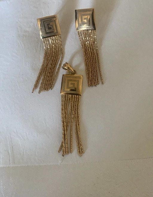 Set di gioielli - Pendente - Orecchini con motivi greci - Firmato MB - – cadeaus, Other (photo 2 of 8)