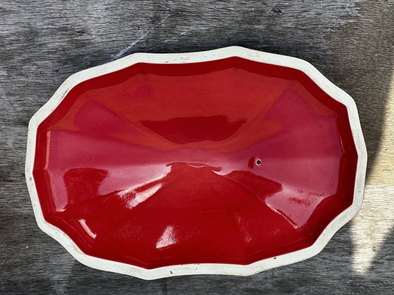 Image 1 of Grote rode keramische terrine jaren 50