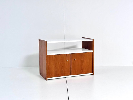 Mobile audio vintage con scomparto per vinili e ripiani, Armadi contenitori, Legno, Marrone (foto 9 di 12)