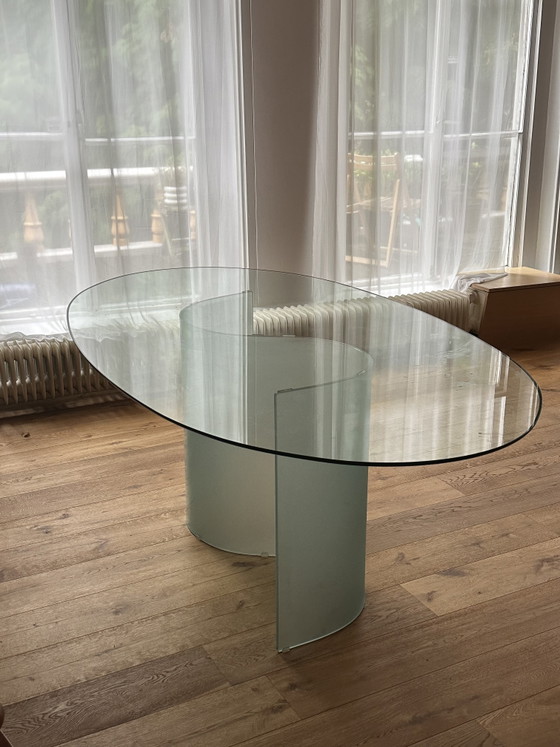 Image 1 of Mid-century oval glass dining table, Italian design