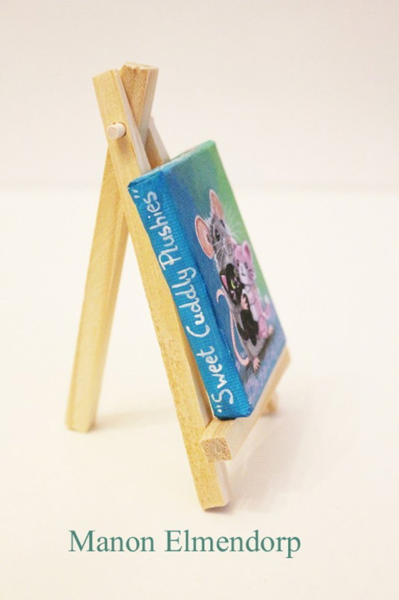 Image 1 of Unique Hand-Painted Little Mouse Painting, Signed