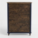 Vintage low glass-fronted bookcase in midnight blue, 1950s