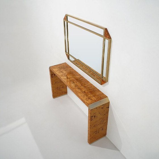 Image 1 of Console table with mirror in briar root by Mario Falcone for Fratelli Turri, 1970s