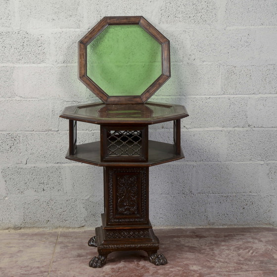 Late 19th Century Maggini Revolving Occasional Table with Removable Glass Top, Coffee tables, Wood, Brown (photo 9 of 20)