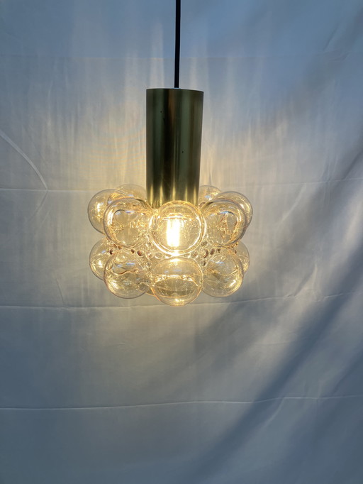 Lampada a sospensione a bolle Helena Tynell color ambra, di Limburg Glashütte