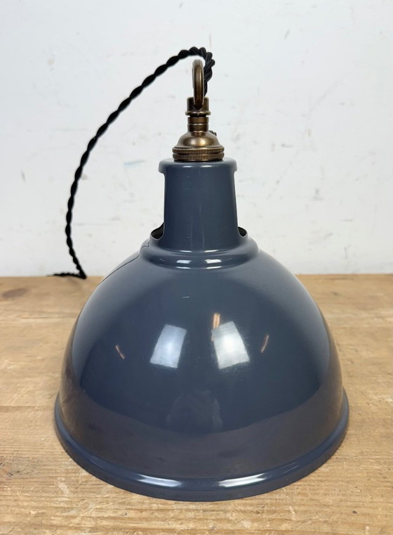 Image 1 of Lampada a sospensione vintage industriale verniciata in grigio, anni 2000