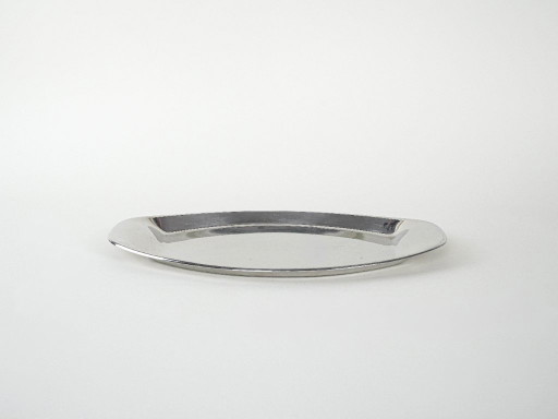 Ovales Metalltablett, italienisches Design, 1980er Jahre, hergestellt in Italien