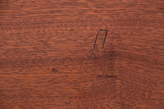 Image 1 of Scrivania danese a forma di "boomerang" in teak e ottone, disegnata da Peter Lovig Nielsen nel 1968.